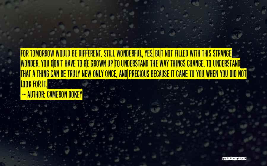 Cameron Dokey Quotes: For Tomorrow Would Be Different. Still Wonderful, Yes. But Not Filled With This Strange Wonder. You Don't Have To Be