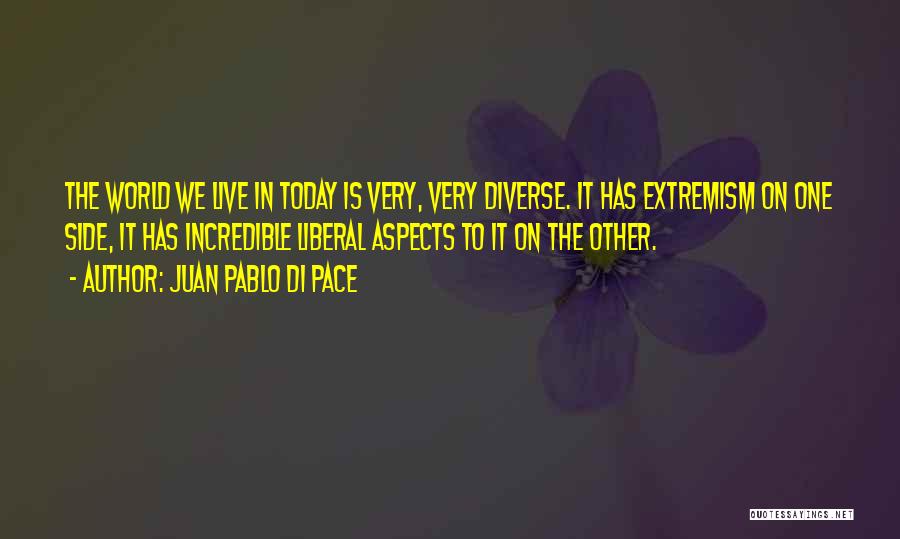 Juan Pablo Di Pace Quotes: The World We Live In Today Is Very, Very Diverse. It Has Extremism On One Side, It Has Incredible Liberal