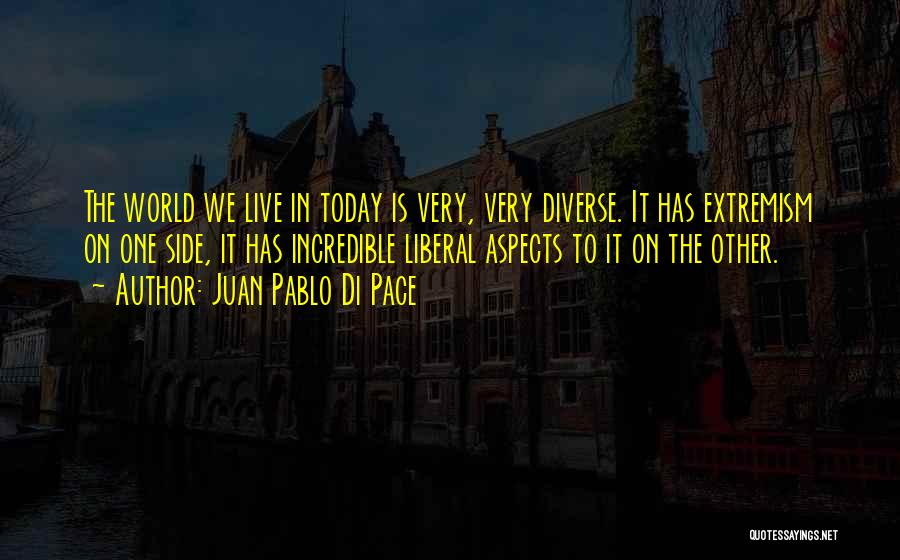 Juan Pablo Di Pace Quotes: The World We Live In Today Is Very, Very Diverse. It Has Extremism On One Side, It Has Incredible Liberal