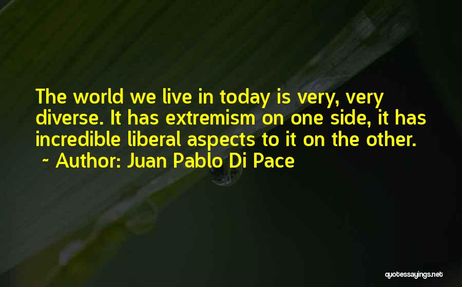 Juan Pablo Di Pace Quotes: The World We Live In Today Is Very, Very Diverse. It Has Extremism On One Side, It Has Incredible Liberal