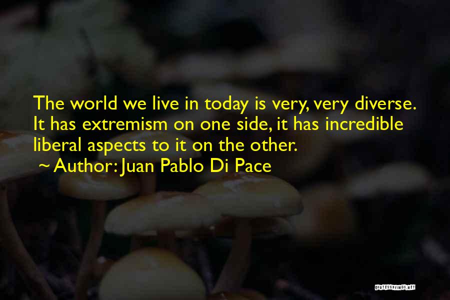 Juan Pablo Di Pace Quotes: The World We Live In Today Is Very, Very Diverse. It Has Extremism On One Side, It Has Incredible Liberal