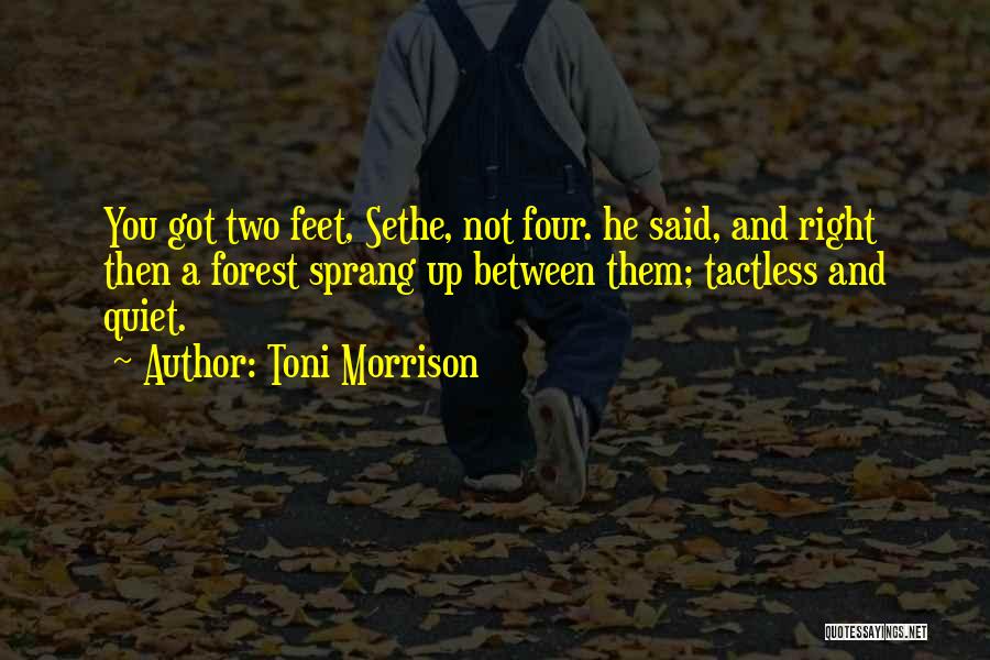 Toni Morrison Quotes: You Got Two Feet, Sethe, Not Four. He Said, And Right Then A Forest Sprang Up Between Them; Tactless And