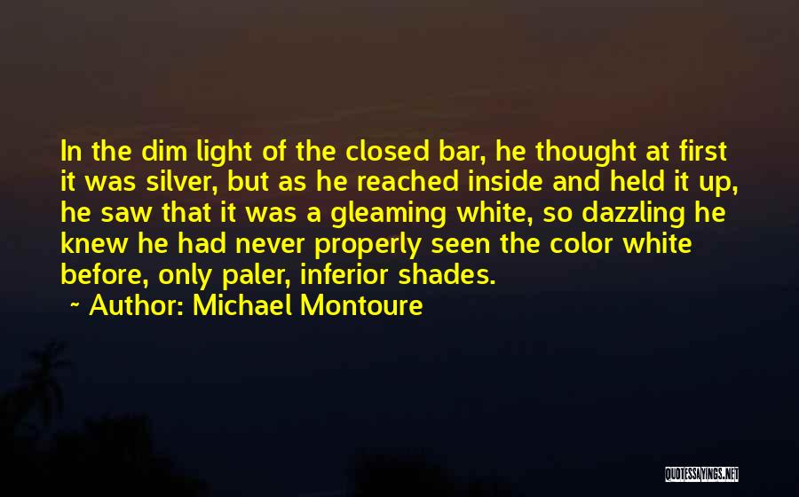 Michael Montoure Quotes: In The Dim Light Of The Closed Bar, He Thought At First It Was Silver, But As He Reached Inside