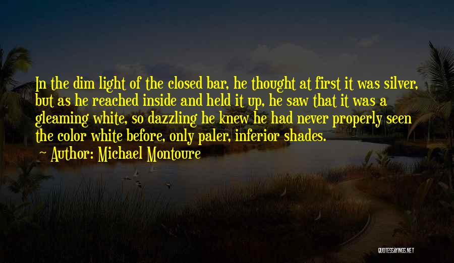 Michael Montoure Quotes: In The Dim Light Of The Closed Bar, He Thought At First It Was Silver, But As He Reached Inside