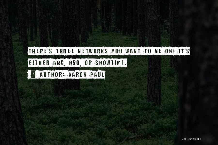 Aaron Paul Quotes: There's Three Networks You Want To Be On: It's Either Amc, Hbo, Or Showtime.