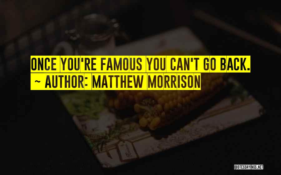 Matthew Morrison Quotes: Once You're Famous You Can't Go Back.