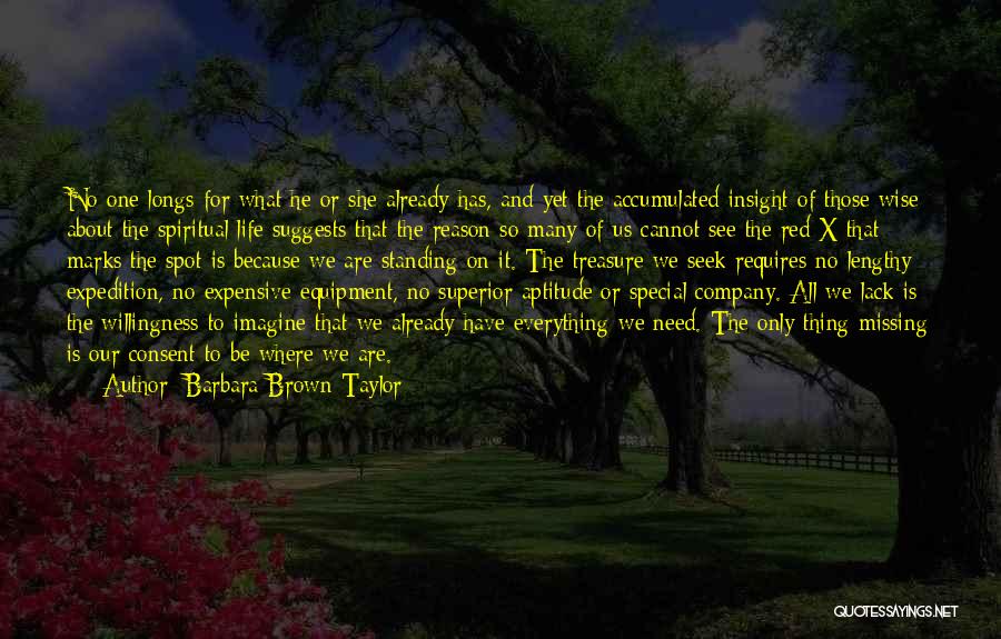 Barbara Brown Taylor Quotes: No One Longs For What He Or She Already Has, And Yet The Accumulated Insight Of Those Wise About The