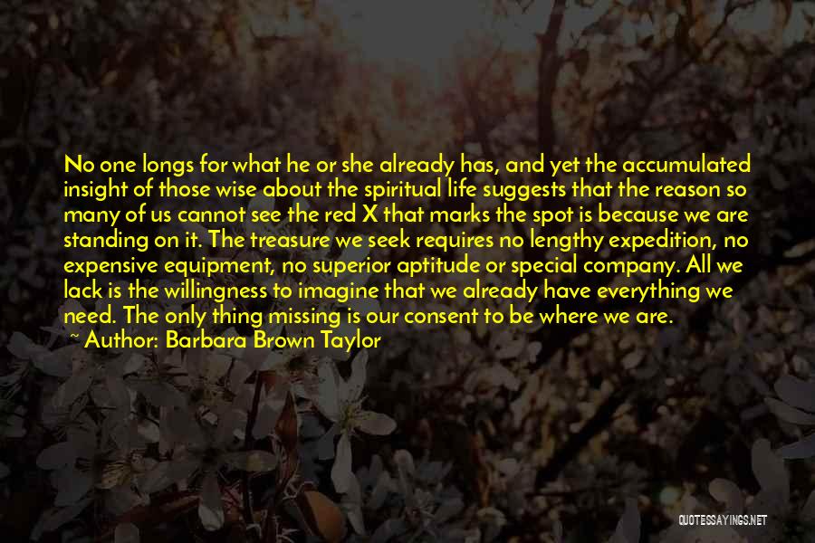 Barbara Brown Taylor Quotes: No One Longs For What He Or She Already Has, And Yet The Accumulated Insight Of Those Wise About The