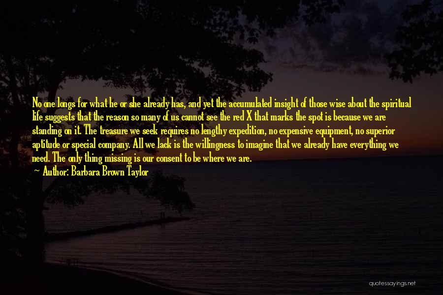 Barbara Brown Taylor Quotes: No One Longs For What He Or She Already Has, And Yet The Accumulated Insight Of Those Wise About The
