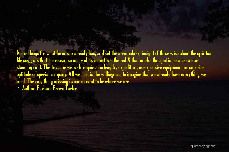 Barbara Brown Taylor Quotes: No One Longs For What He Or She Already Has, And Yet The Accumulated Insight Of Those Wise About The