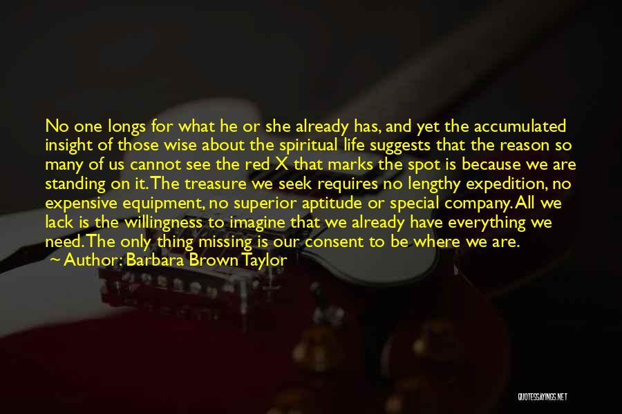 Barbara Brown Taylor Quotes: No One Longs For What He Or She Already Has, And Yet The Accumulated Insight Of Those Wise About The