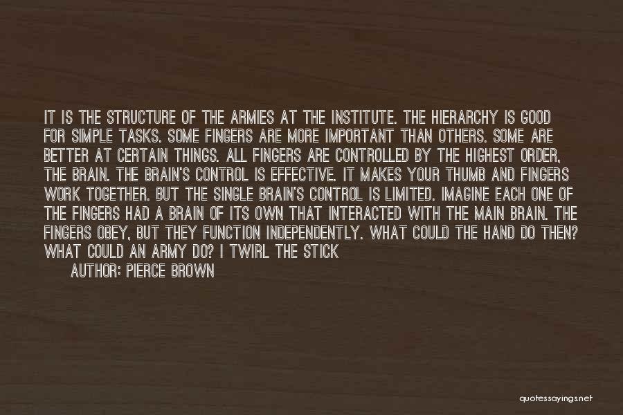 Pierce Brown Quotes: It Is The Structure Of The Armies At The Institute. The Hierarchy Is Good For Simple Tasks. Some Fingers Are