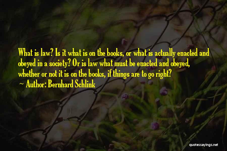 Bernhard Schlink Quotes: What Is Law? Is It What Is On The Books, Or What Is Actually Enacted And Obeyed In A Society?