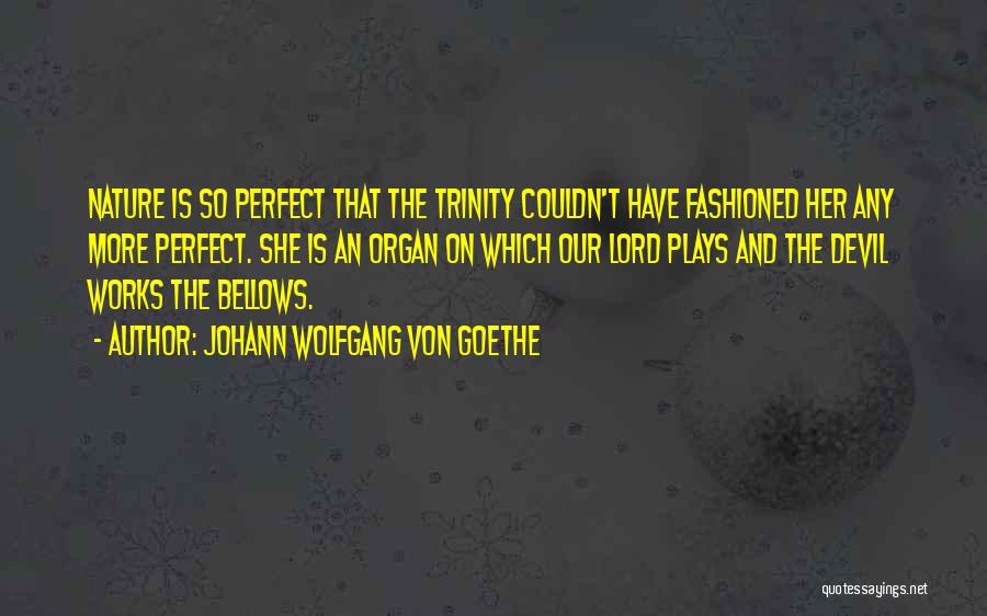 Johann Wolfgang Von Goethe Quotes: Nature Is So Perfect That The Trinity Couldn't Have Fashioned Her Any More Perfect. She Is An Organ On Which