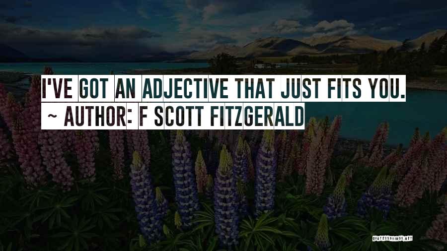 F Scott Fitzgerald Quotes: I've Got An Adjective That Just Fits You.