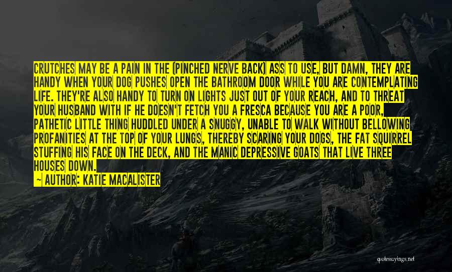 Katie MacAlister Quotes: Crutches May Be A Pain In The (pinched Nerve Back) Ass To Use, But Damn, They Are Handy When Your