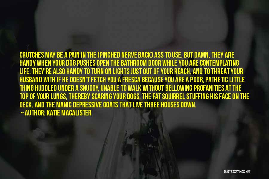 Katie MacAlister Quotes: Crutches May Be A Pain In The (pinched Nerve Back) Ass To Use, But Damn, They Are Handy When Your