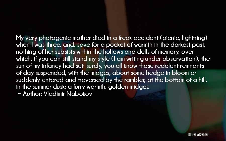 Vladimir Nabokov Quotes: My Very Photogenic Mother Died In A Freak Accident (picnic, Lightning) When I Was Three, And, Save For A Pocket