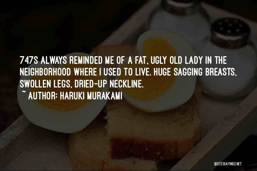 Haruki Murakami Quotes: 747s Always Reminded Me Of A Fat, Ugly Old Lady In The Neighborhood Where I Used To Live. Huge Sagging