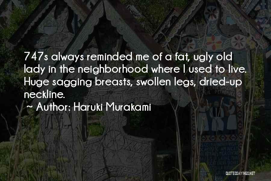 Haruki Murakami Quotes: 747s Always Reminded Me Of A Fat, Ugly Old Lady In The Neighborhood Where I Used To Live. Huge Sagging