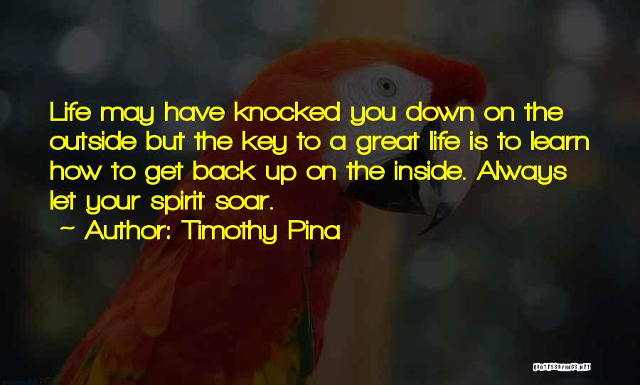 Timothy Pina Quotes: Life May Have Knocked You Down On The Outside But The Key To A Great Life Is To Learn How