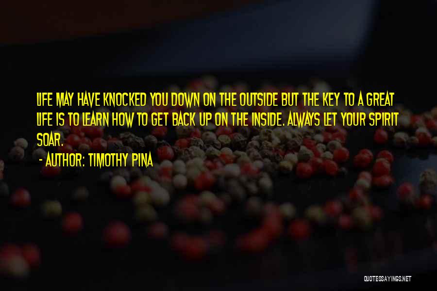 Timothy Pina Quotes: Life May Have Knocked You Down On The Outside But The Key To A Great Life Is To Learn How
