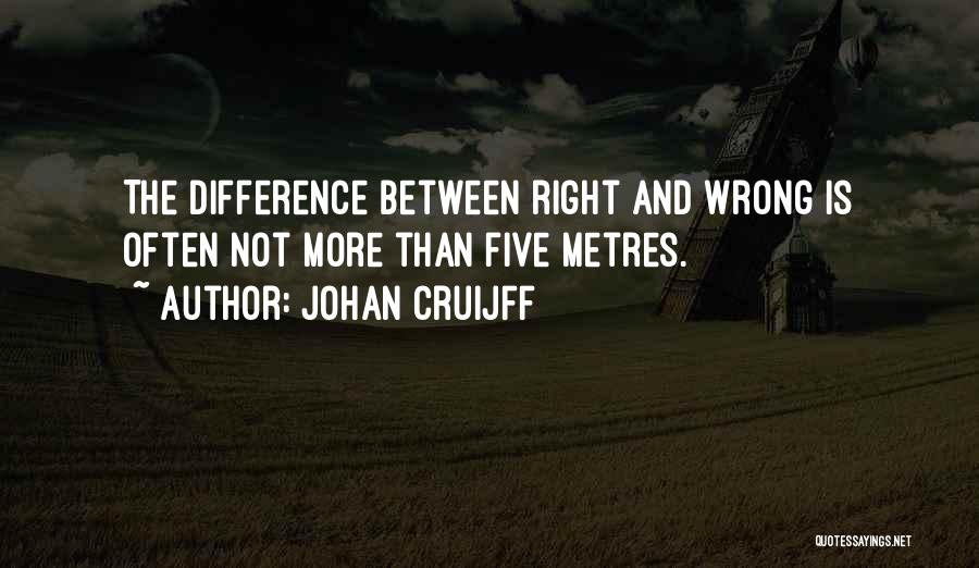 Johan Cruijff Quotes: The Difference Between Right And Wrong Is Often Not More Than Five Metres.