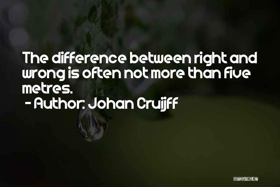 Johan Cruijff Quotes: The Difference Between Right And Wrong Is Often Not More Than Five Metres.