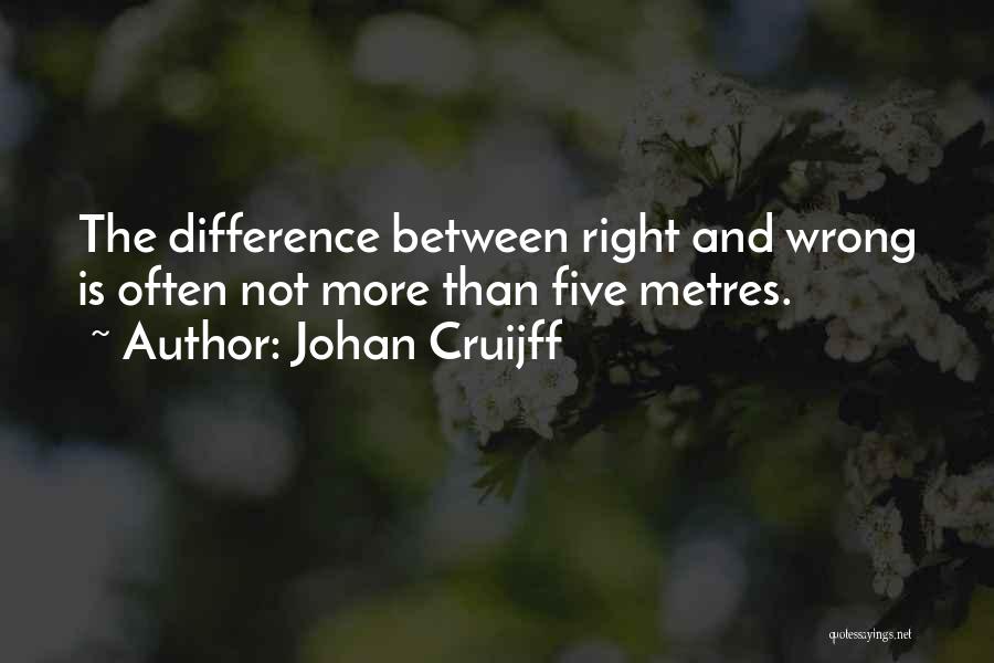 Johan Cruijff Quotes: The Difference Between Right And Wrong Is Often Not More Than Five Metres.