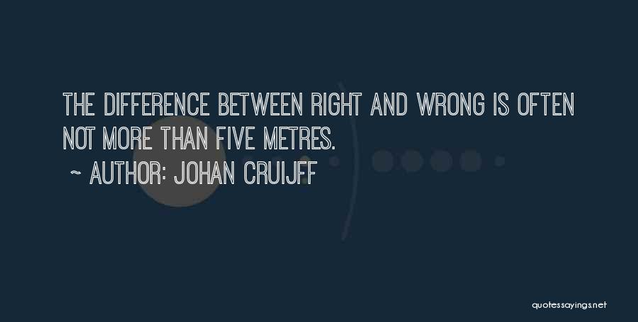 Johan Cruijff Quotes: The Difference Between Right And Wrong Is Often Not More Than Five Metres.