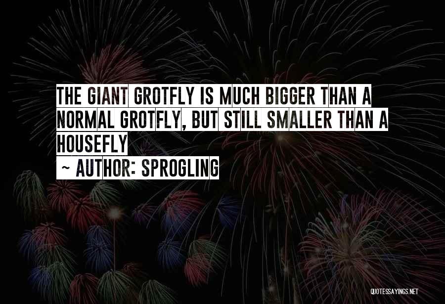 Sprogling Quotes: The Giant Grotfly Is Much Bigger Than A Normal Grotfly, But Still Smaller Than A Housefly