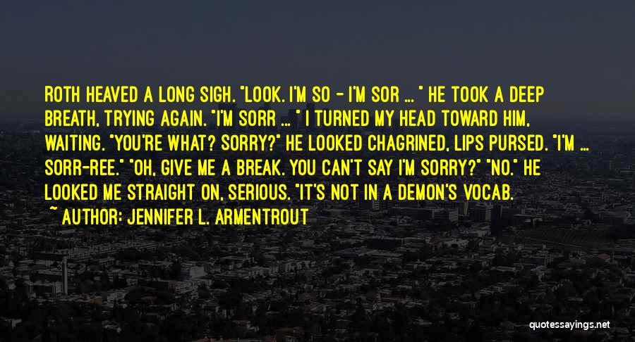 Jennifer L. Armentrout Quotes: Roth Heaved A Long Sigh. Look. I'm So - I'm Sor ... He Took A Deep Breath, Trying Again. I'm