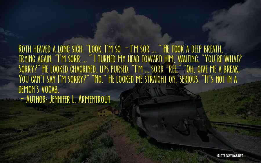 Jennifer L. Armentrout Quotes: Roth Heaved A Long Sigh. Look. I'm So - I'm Sor ... He Took A Deep Breath, Trying Again. I'm