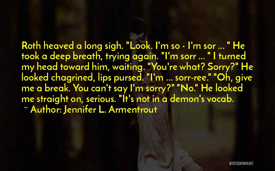 Jennifer L. Armentrout Quotes: Roth Heaved A Long Sigh. Look. I'm So - I'm Sor ... He Took A Deep Breath, Trying Again. I'm