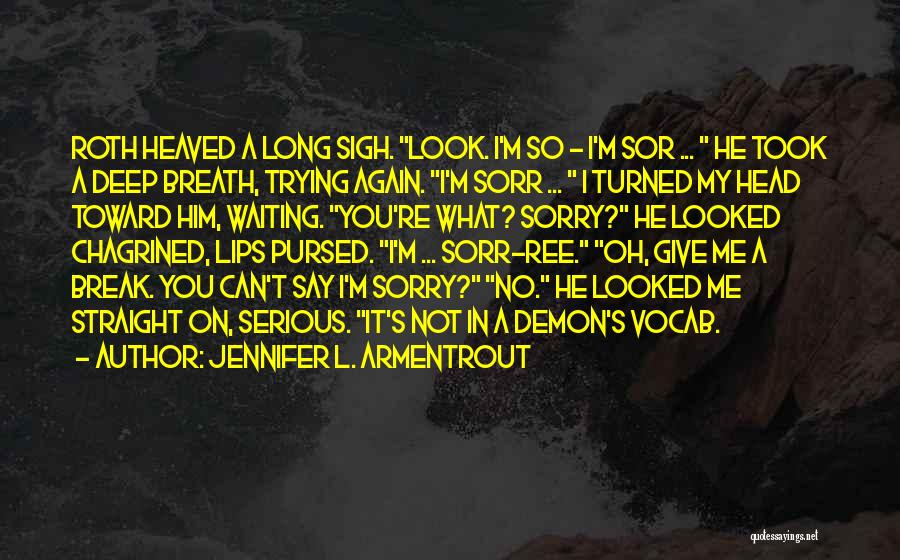 Jennifer L. Armentrout Quotes: Roth Heaved A Long Sigh. Look. I'm So - I'm Sor ... He Took A Deep Breath, Trying Again. I'm