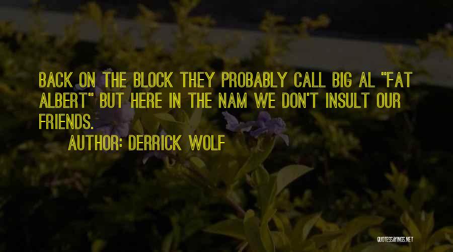 Derrick Wolf Quotes: Back On The Block They Probably Call Big Al Fat Albert But Here In The Nam We Don't Insult Our