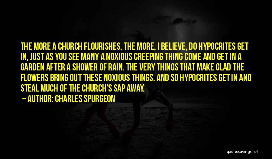 Charles Spurgeon Quotes: The More A Church Flourishes, The More, I Believe, Do Hypocrites Get In, Just As You See Many A Noxious