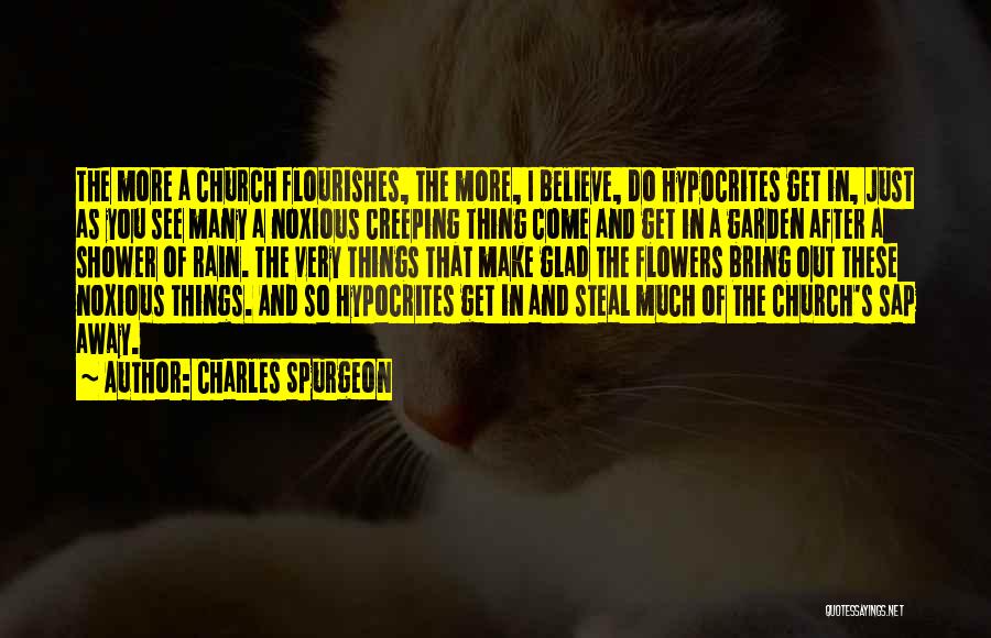 Charles Spurgeon Quotes: The More A Church Flourishes, The More, I Believe, Do Hypocrites Get In, Just As You See Many A Noxious