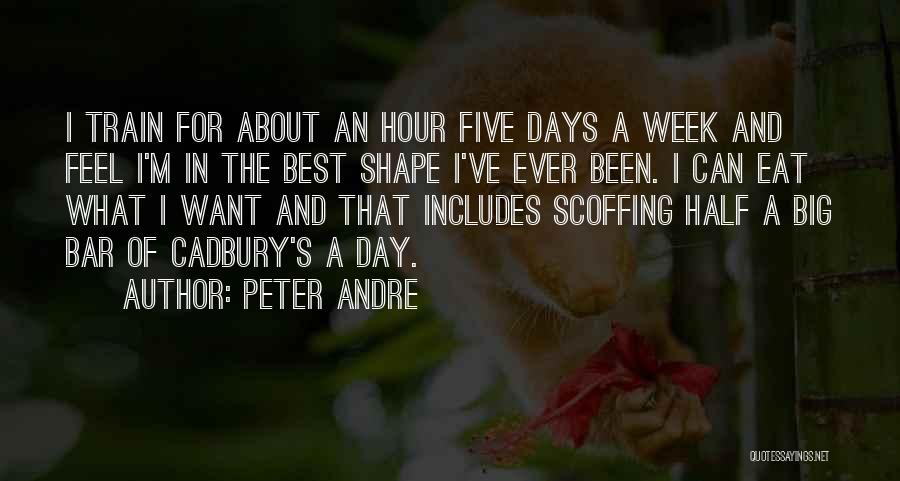 Peter Andre Quotes: I Train For About An Hour Five Days A Week And Feel I'm In The Best Shape I've Ever Been.