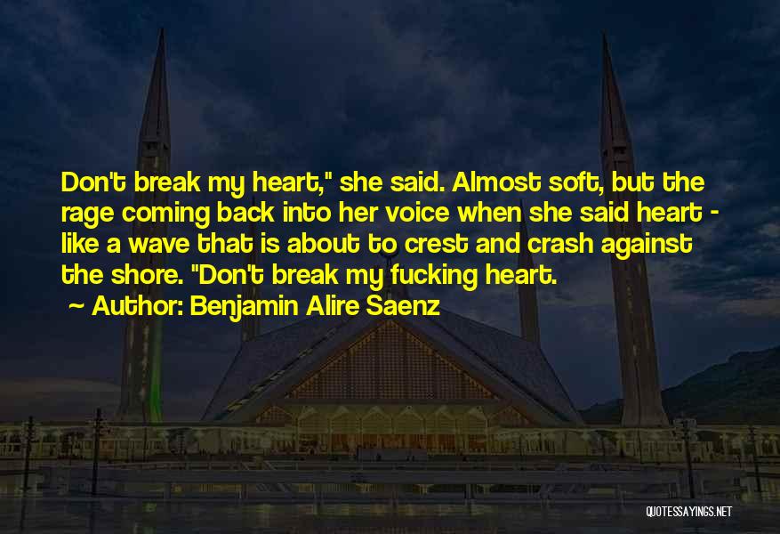 Benjamin Alire Saenz Quotes: Don't Break My Heart, She Said. Almost Soft, But The Rage Coming Back Into Her Voice When She Said Heart