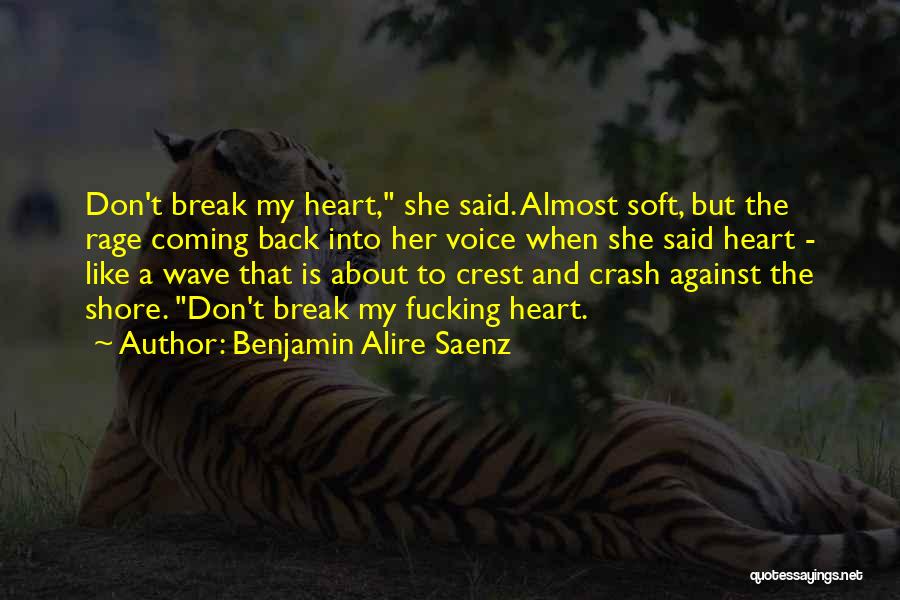Benjamin Alire Saenz Quotes: Don't Break My Heart, She Said. Almost Soft, But The Rage Coming Back Into Her Voice When She Said Heart