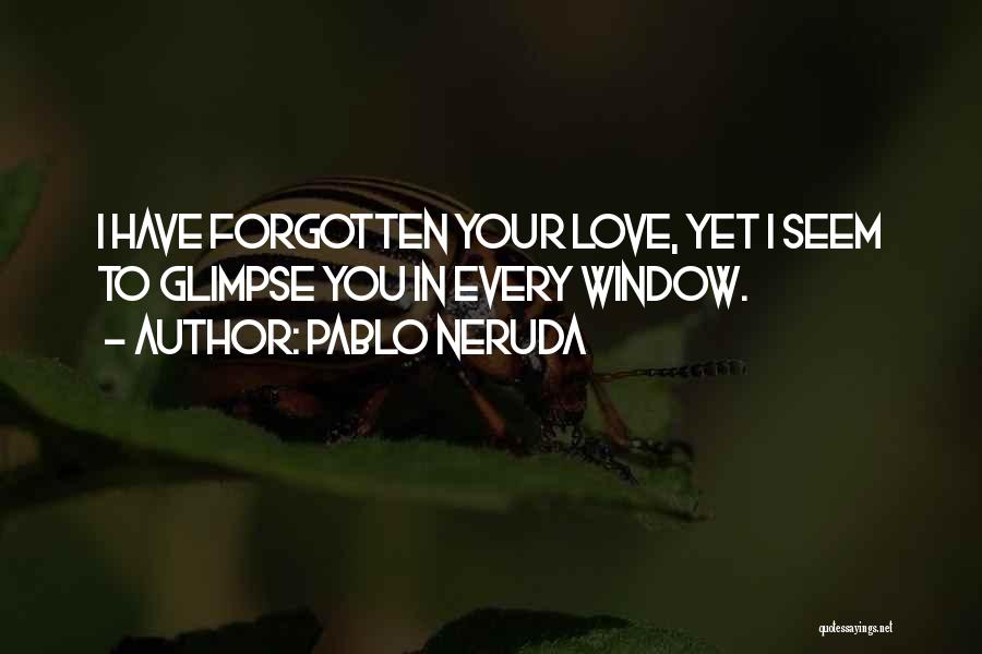 Pablo Neruda Quotes: I Have Forgotten Your Love, Yet I Seem To Glimpse You In Every Window.