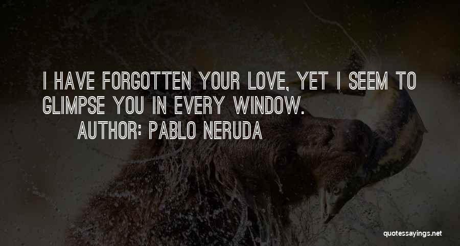 Pablo Neruda Quotes: I Have Forgotten Your Love, Yet I Seem To Glimpse You In Every Window.