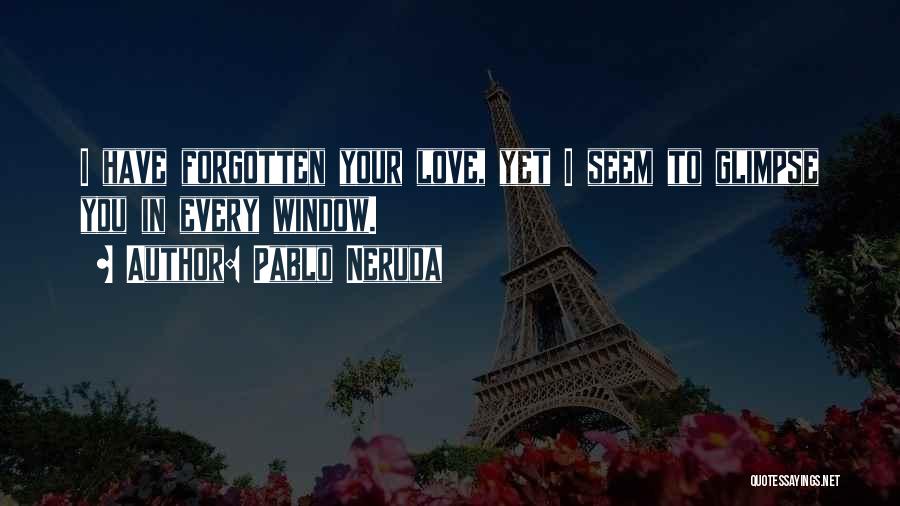 Pablo Neruda Quotes: I Have Forgotten Your Love, Yet I Seem To Glimpse You In Every Window.