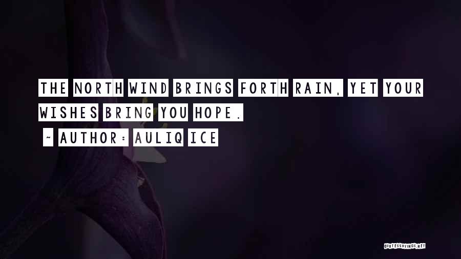 Auliq Ice Quotes: The North Wind Brings Forth Rain, Yet Your Wishes Bring You Hope.