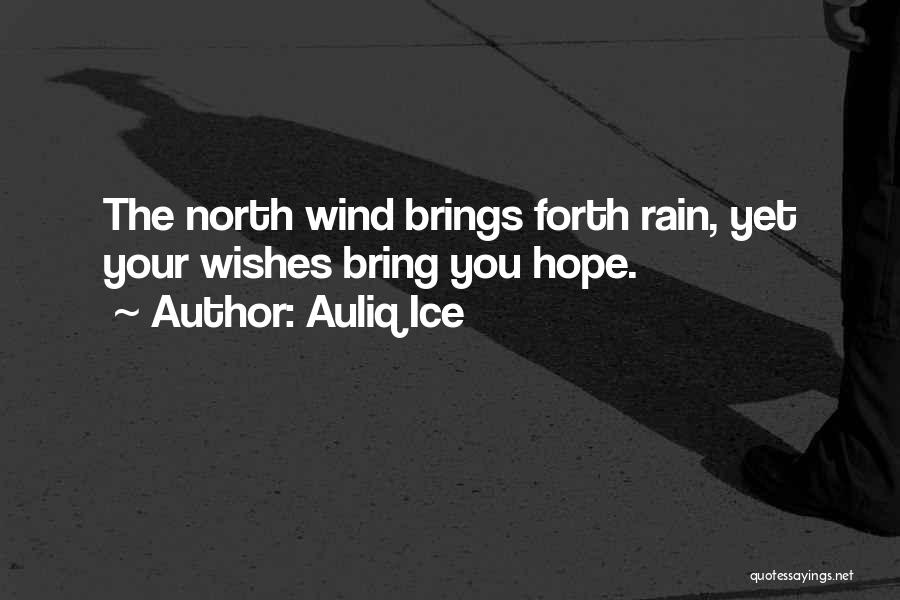 Auliq Ice Quotes: The North Wind Brings Forth Rain, Yet Your Wishes Bring You Hope.