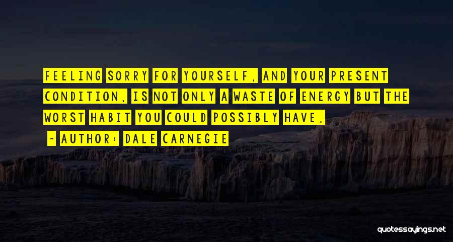Dale Carnegie Quotes: Feeling Sorry For Yourself, And Your Present Condition, Is Not Only A Waste Of Energy But The Worst Habit You
