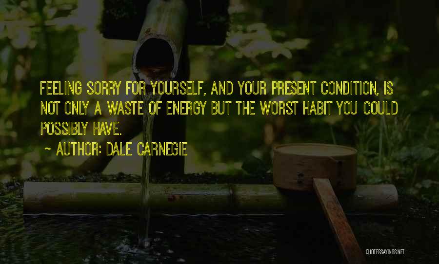 Dale Carnegie Quotes: Feeling Sorry For Yourself, And Your Present Condition, Is Not Only A Waste Of Energy But The Worst Habit You