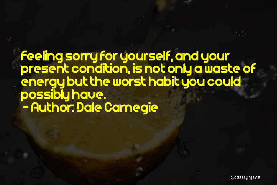 Dale Carnegie Quotes: Feeling Sorry For Yourself, And Your Present Condition, Is Not Only A Waste Of Energy But The Worst Habit You