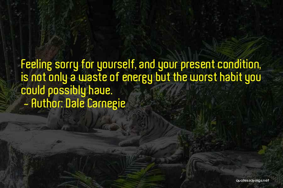 Dale Carnegie Quotes: Feeling Sorry For Yourself, And Your Present Condition, Is Not Only A Waste Of Energy But The Worst Habit You